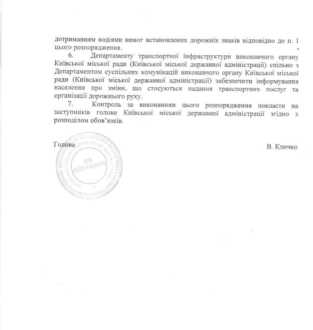 Распоряжение городского головы Киева Кличка 