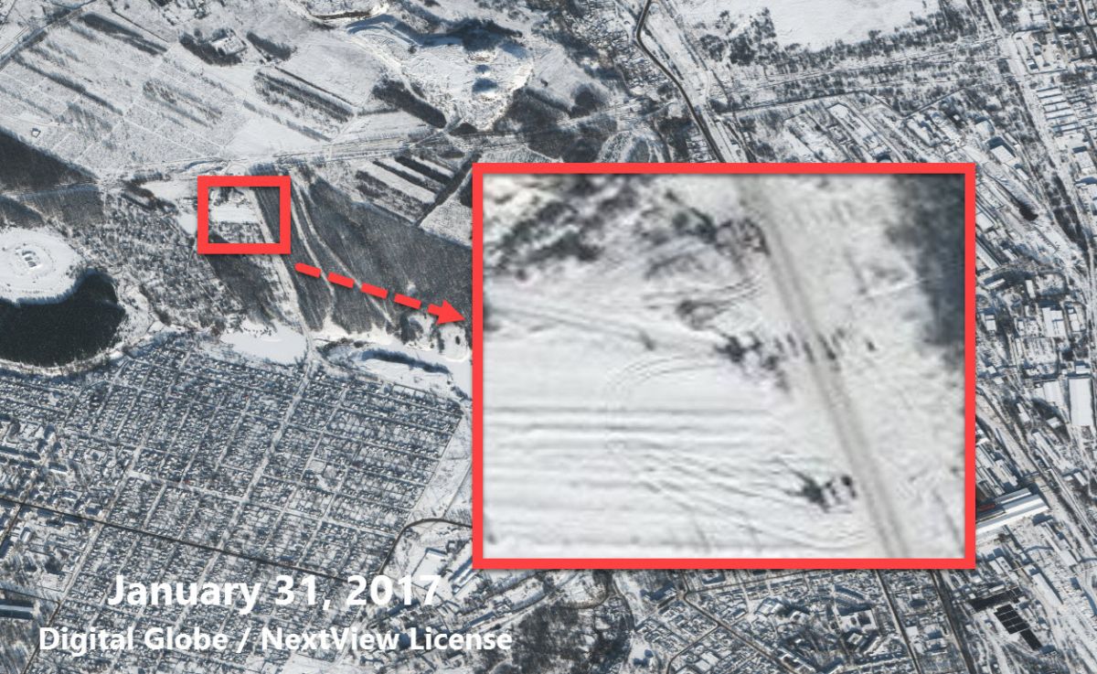 Координаты &mdash; 48.080928, 37.91760. Digital Globe / NextView License