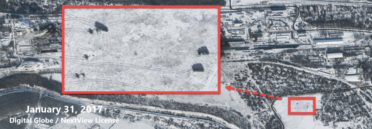 Координаты &mdash; 48.092873, 37.933127. Digital Globe / NextView License