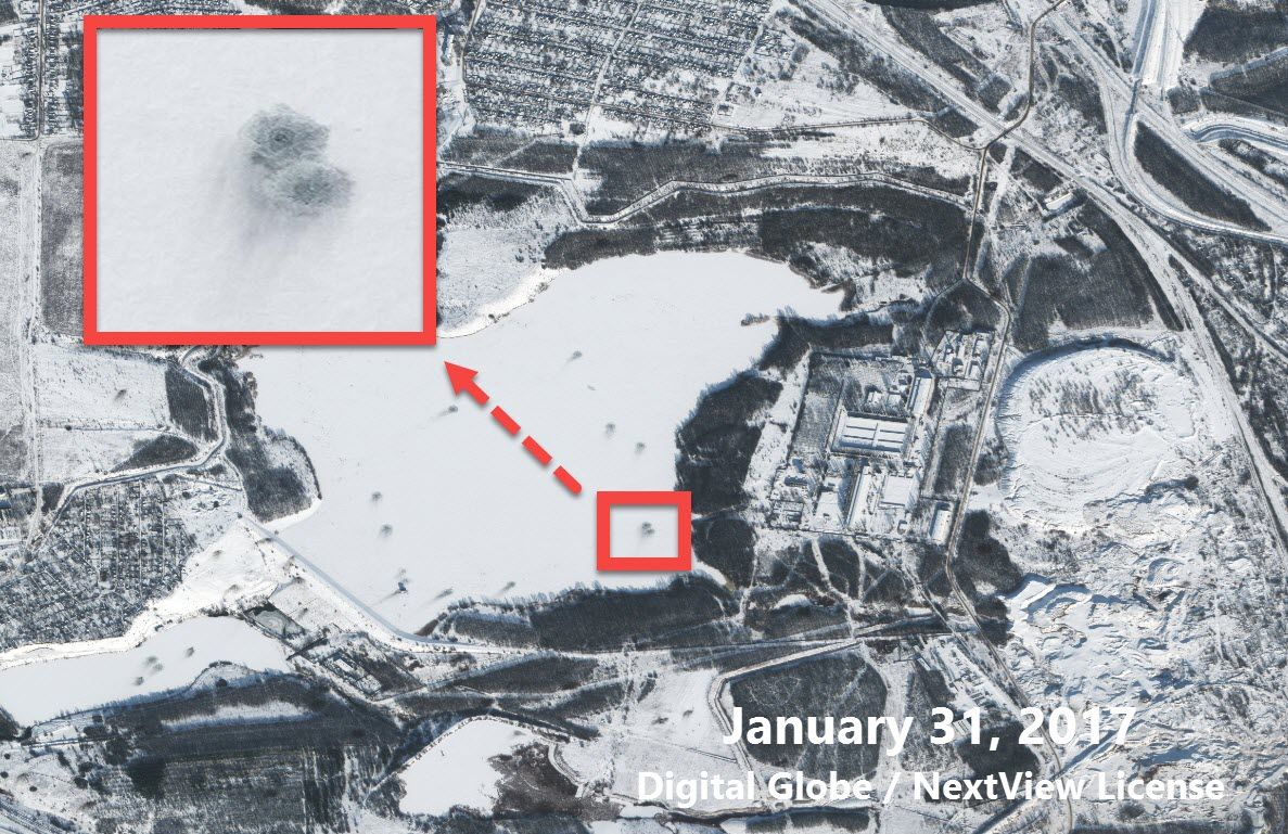 Координаты &mdash; 48.101767, 37.871310. Digital Globe / NextView License