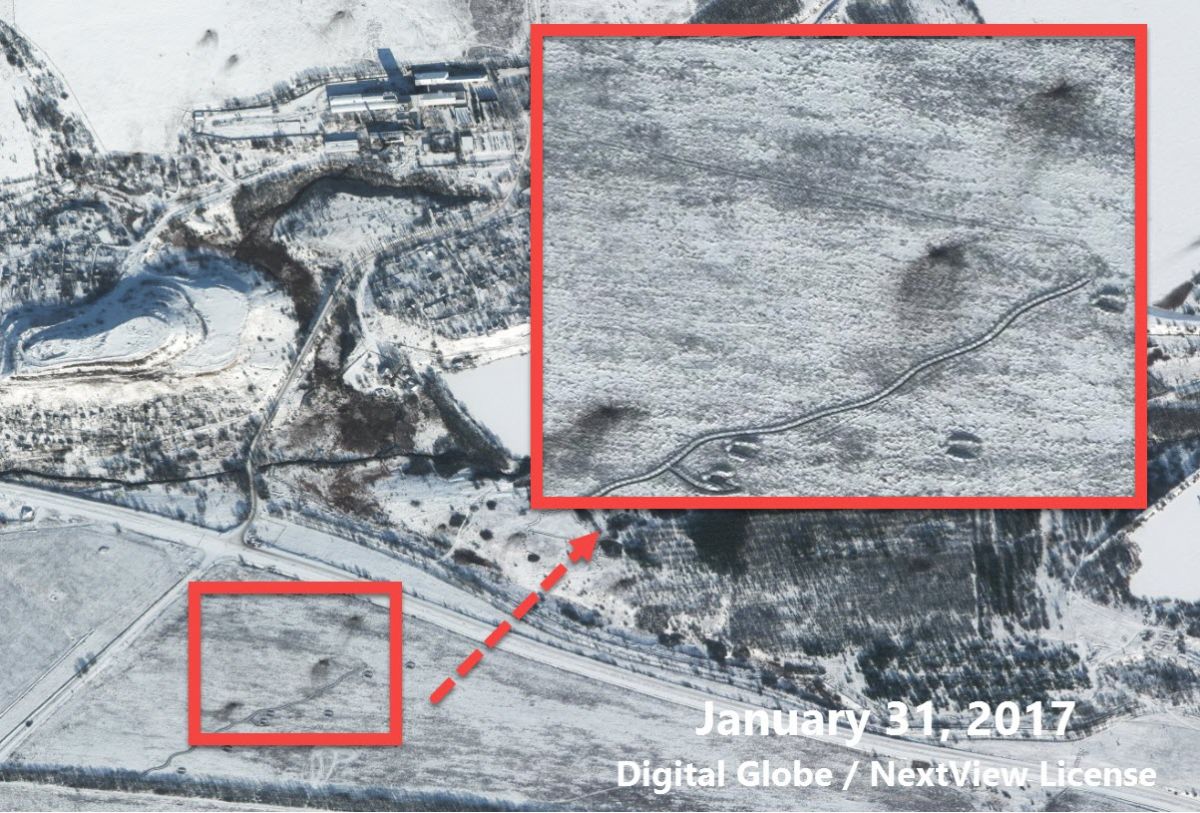 Координаты &mdash; 48.110003, 37.841061. Digital Globe / NextView License