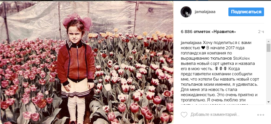 Джамалу очень тронула эта новость. Фото: instagram.com/jamalajaaa
