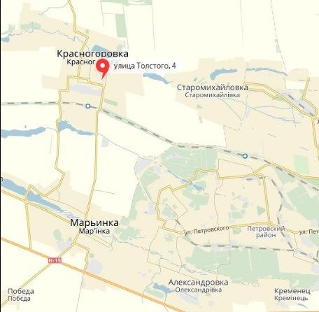 Карта локации ул. Толстого 4, последствия обстрела. Фото: twitter.com/666_mancer