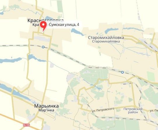 Карта локации ул. Сумская, 4 попало в дерево. Фото: twitter.com/666_mancer
