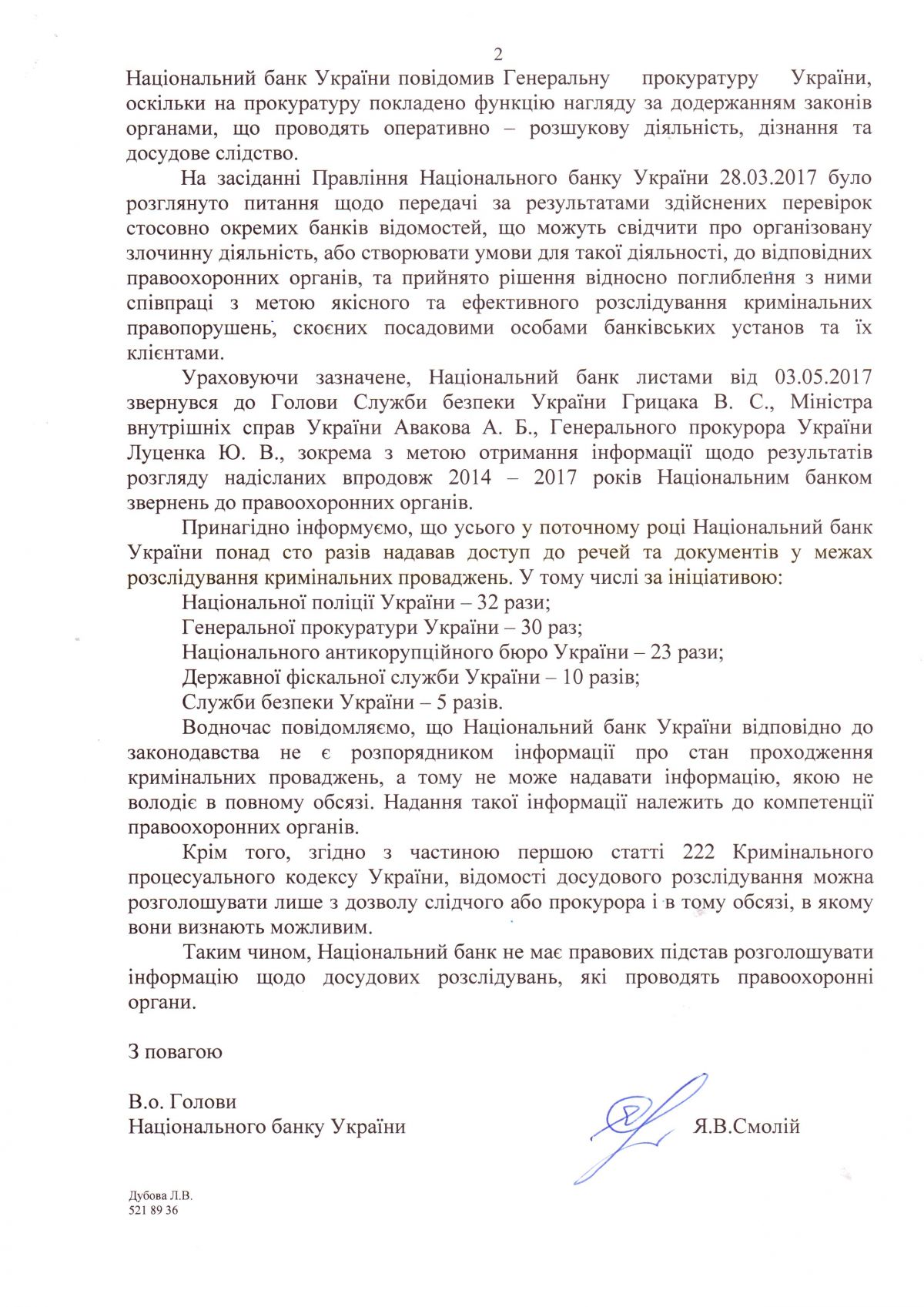 Відповіді Нацбанку на запит Рибалка