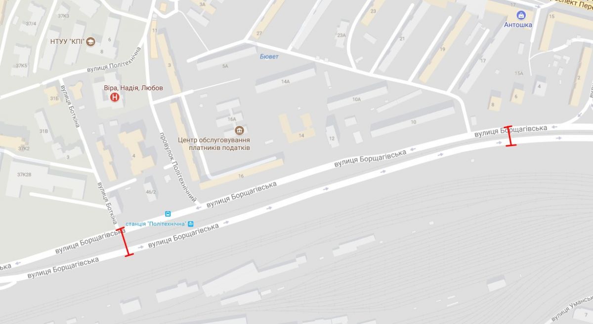 Карта ремонтованої ділянки. Скріншот: google.com/maps