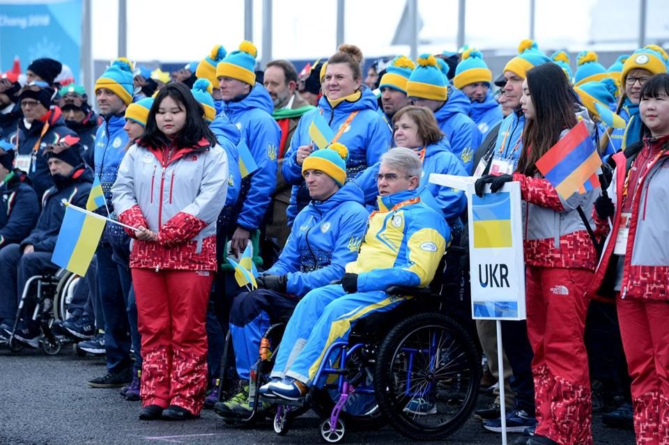 В Пхенчхане торжественно подняли флаг Украины. Фото: пресс-служба Паралимпийского комитета Украины 