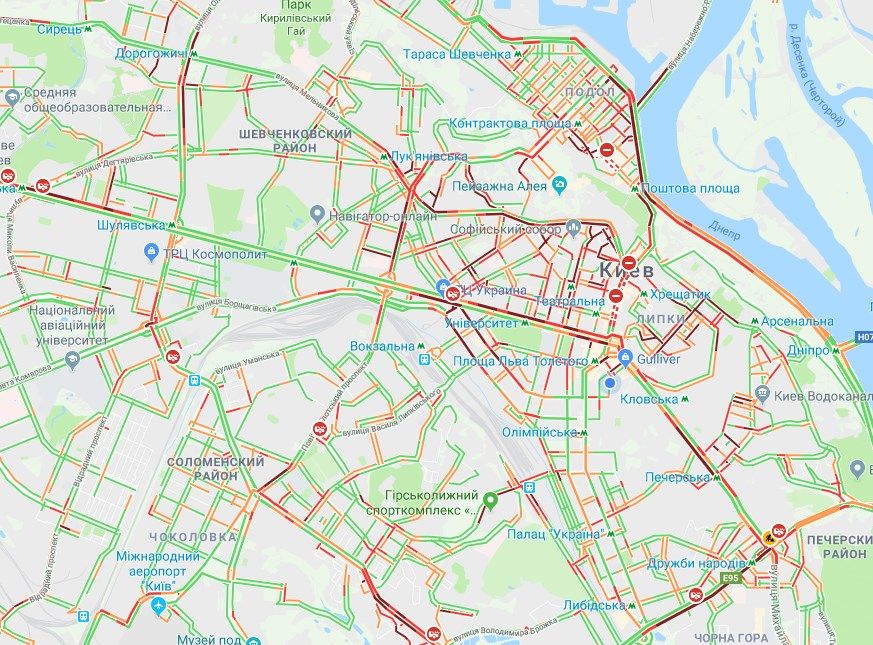 Центр Киева вечером. Фото: Google/maps