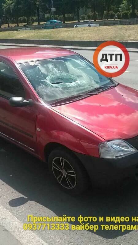 Водитель авто практически лишился руки из-за упавшего с моста камня. 