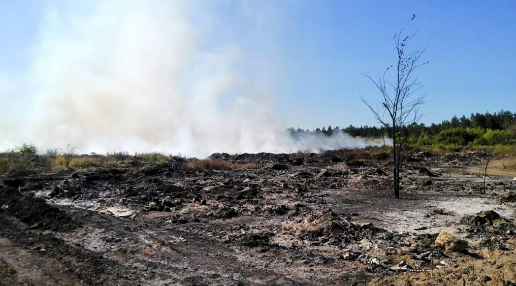 Під Харковом загорілася несанкціоноване сміттєзвалище. Фото: Держнс