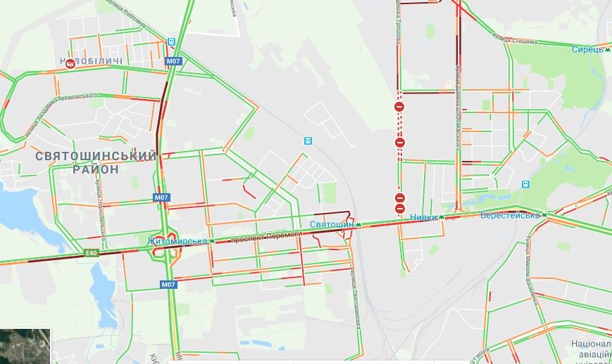Киев стоит в пробках. Карта: google.com.ua/maps