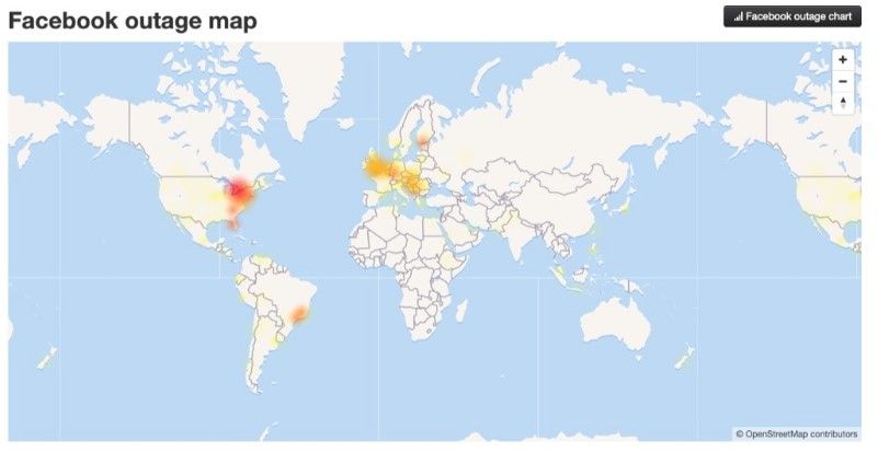 Карта сбоев: Downdetector