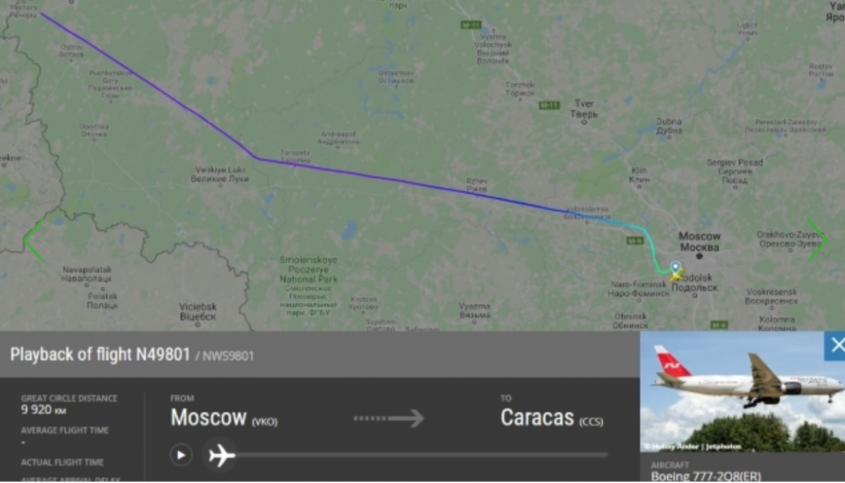 российского Boeing в столицу Венесуэлы ожидается в 20.00 по местному времени. Фото: 