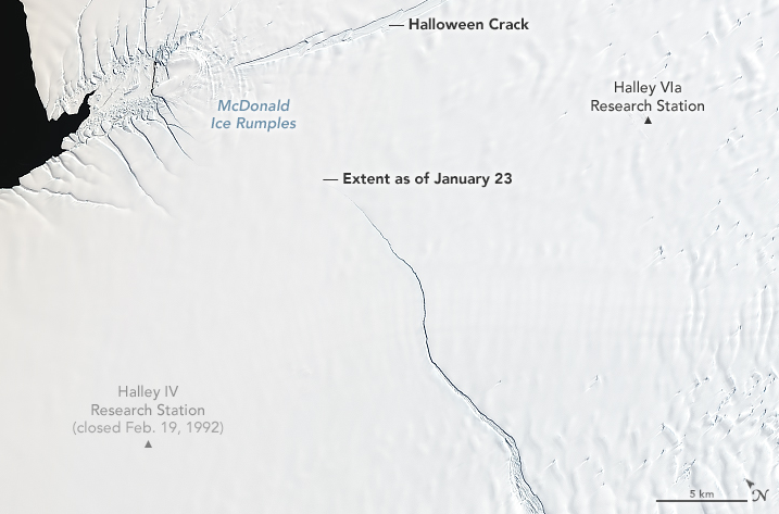 Снимок айсберга от 23 января 2019 года. Фото: NASA
