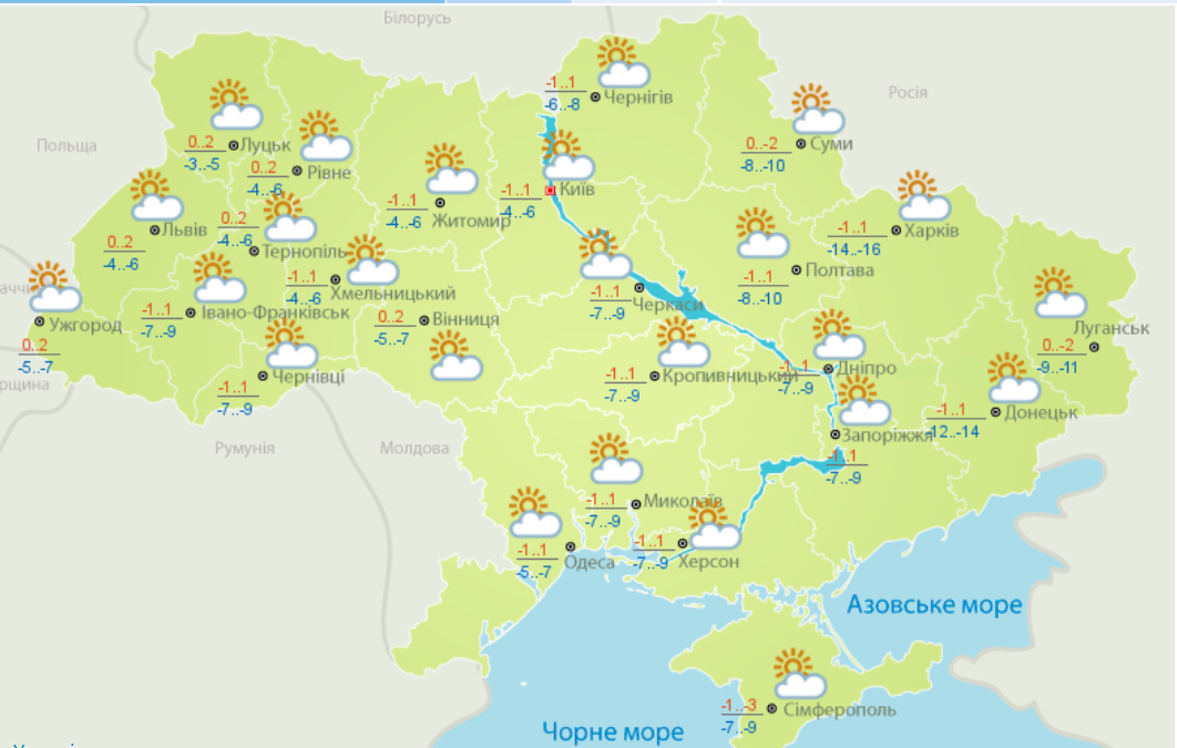 Карта: Укргидрометцентр