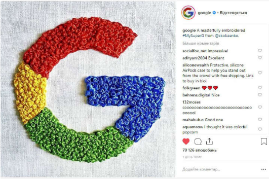 Скриншот: instagram.com/google