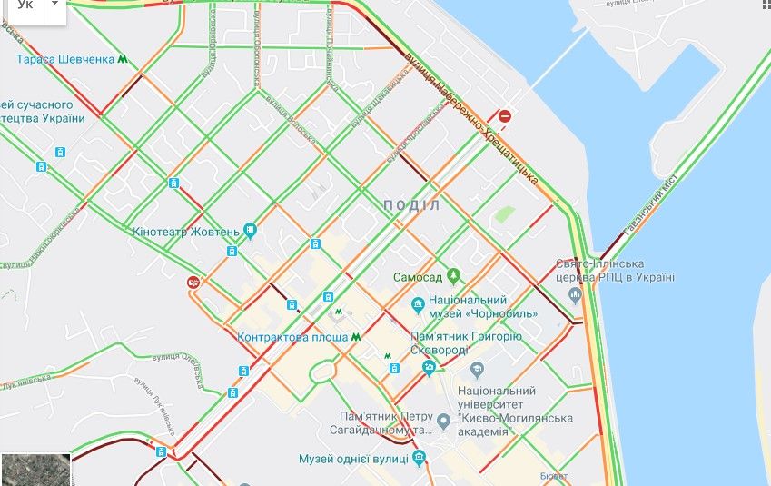 Пробки в Києві Карта: google-maps