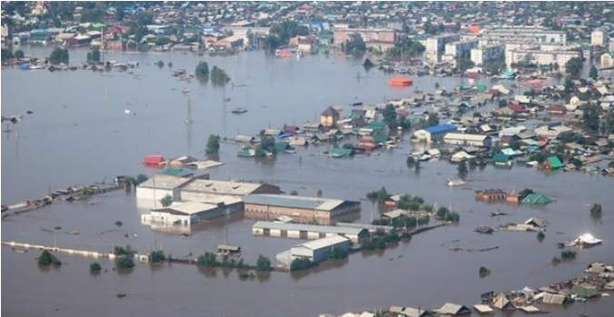 Тулун ушел под воду в России. Фото: irk.today
