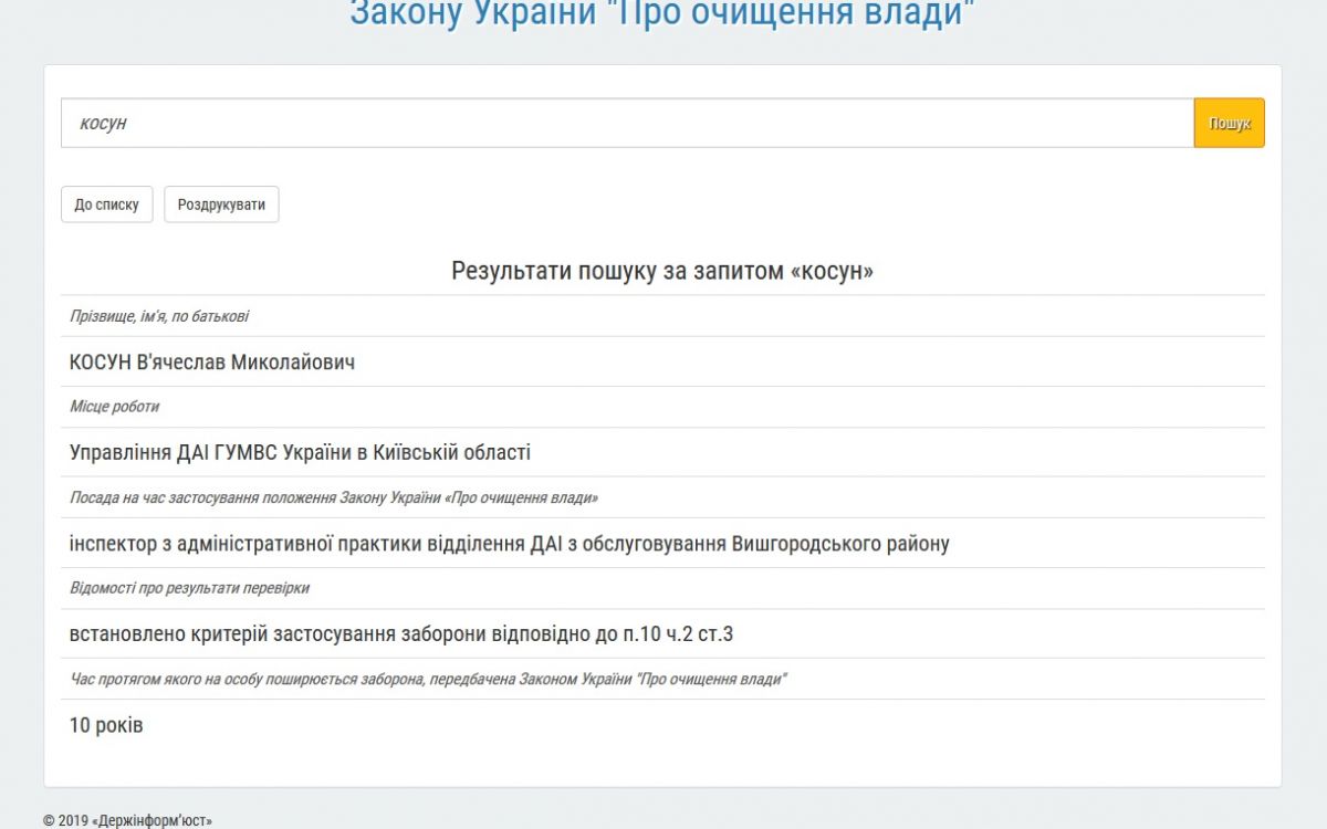 Реестр люстрированных лиц