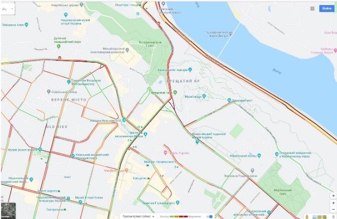 Пробки в Киеве. Фото: Google Maps