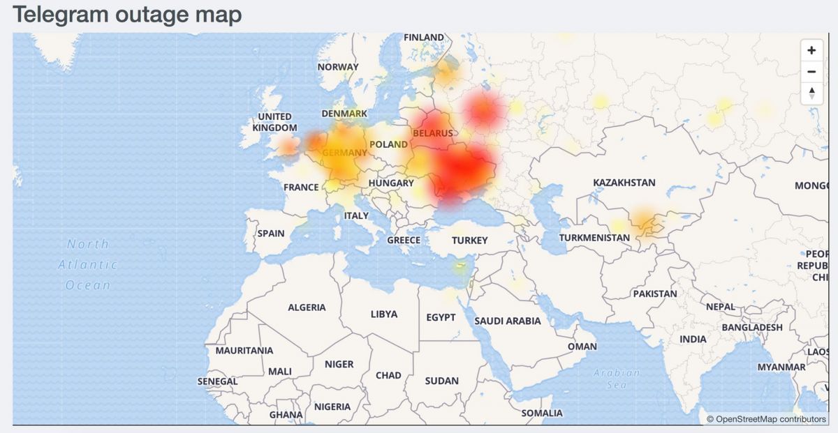 Карта сбоев. Фото: Downdetector
