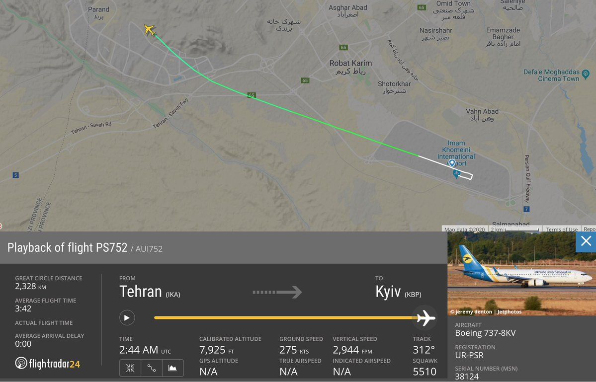 Маршрут самолета. Фото: Twitter/Flightradar24
