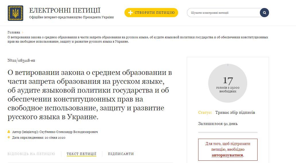 Фото: petition.president.gov.ua