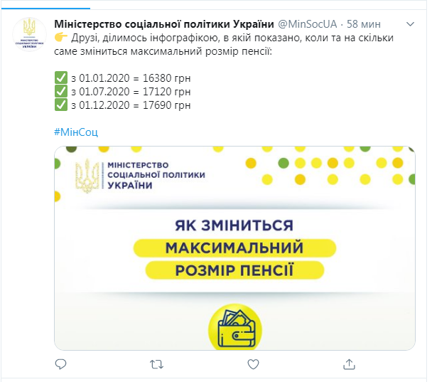Скриншот поста Минсоцполитики