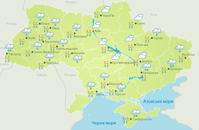 Погода в Украине 3 февраля. Карта: Укргидрометцентр