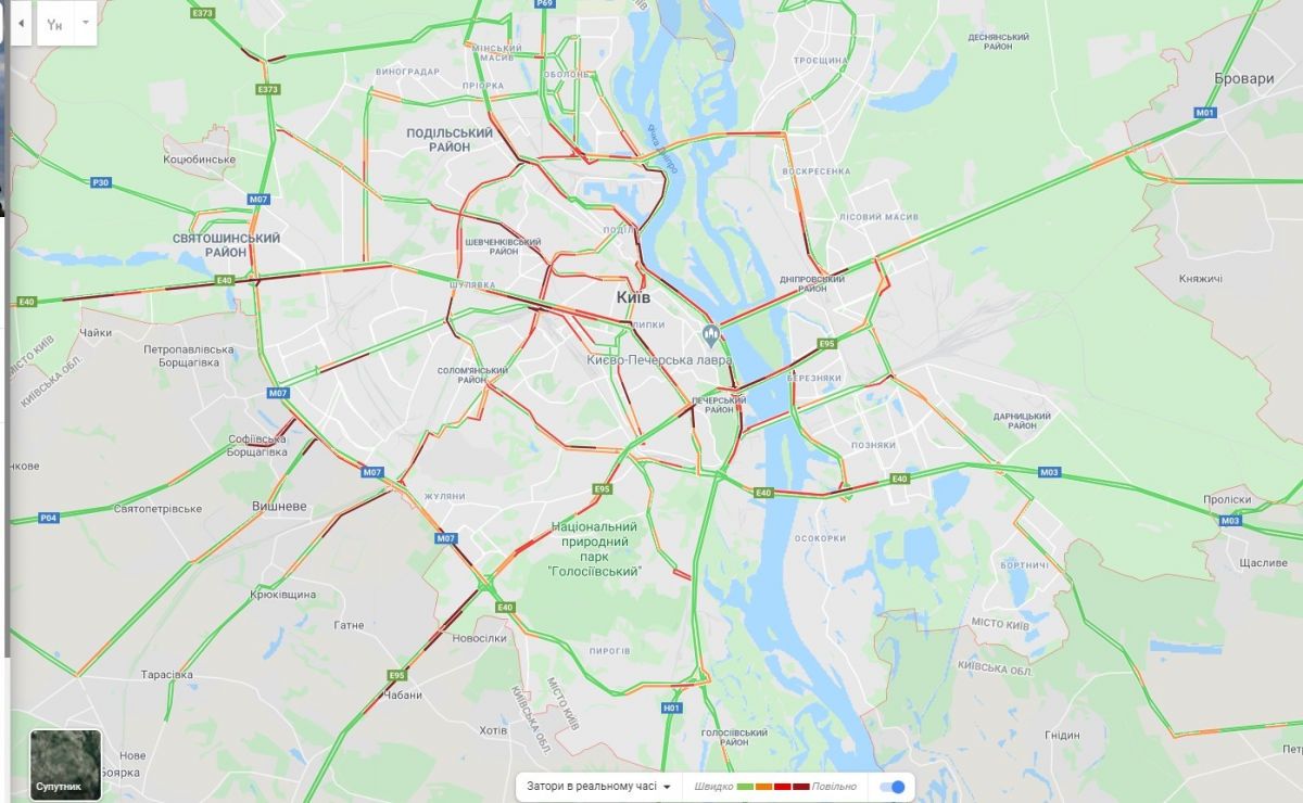 Пробки в Подольском и Шевченковском районах Киева