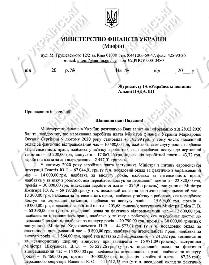Ответ на запрос Українських Новин.