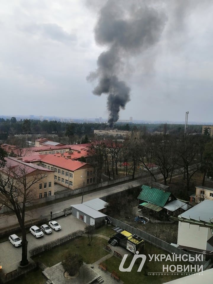 Пожар на территории Святошинского психо-неврологического интерната в Киеве