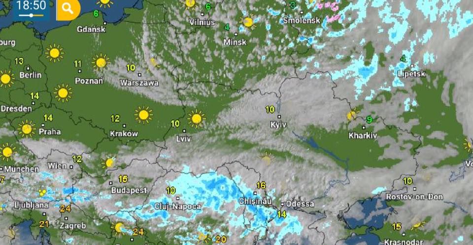Прогнозе погоды Карта 1.