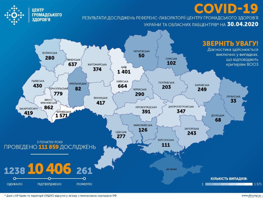 Карта коронавируса в Украине