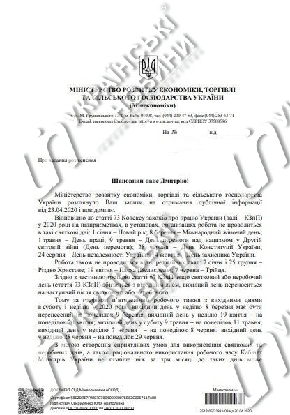 Вихідні 2020