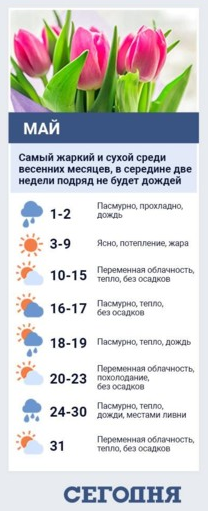 Прогноз погоды на май от народного синоптика.