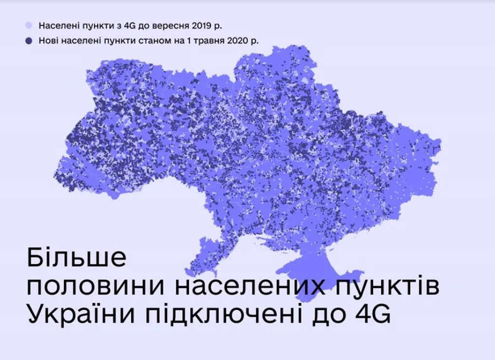Карта покрытия 4G в Украине. Фото: Минцифры