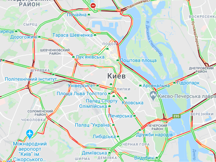 Пробки в центре Киева