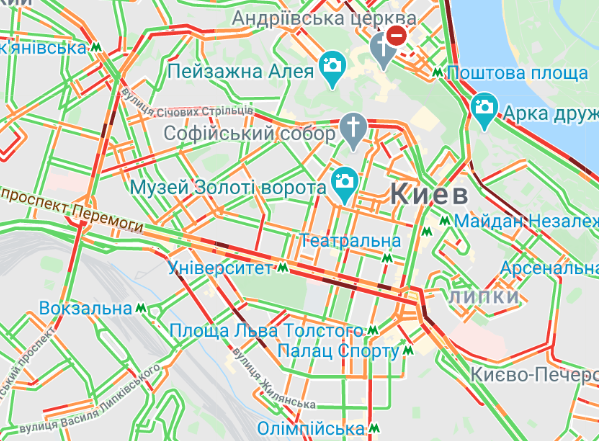 Пробки в центре Киева