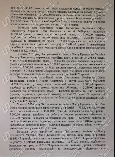 Квітневий оклад в Державному управлінні справами. Скріншот ГУД