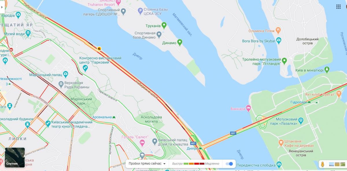 Тянучки на Северном мосту. Карта: Google Maps