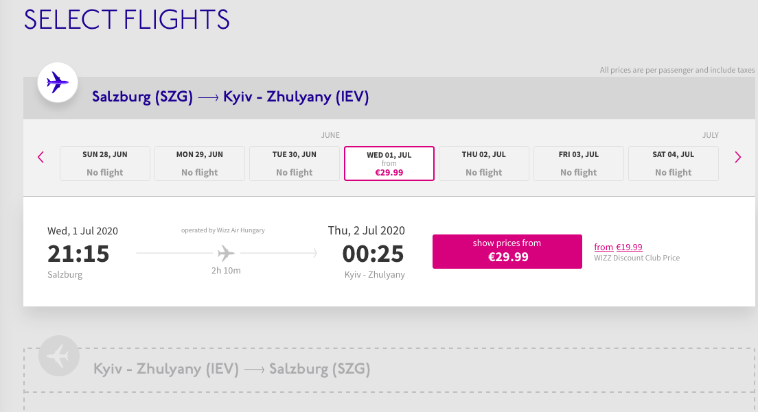 Скриншот: wizzair.com