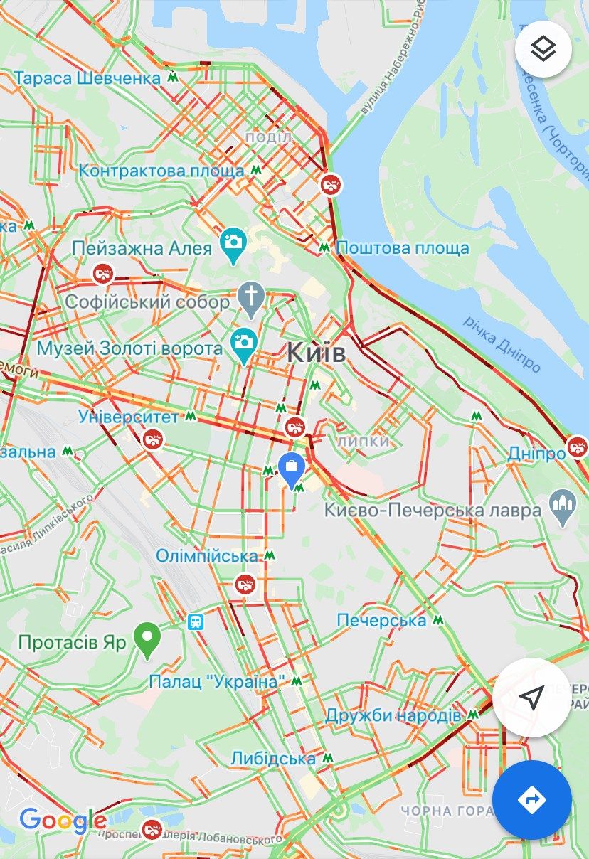 Пробки в Киеве днем 11 июня