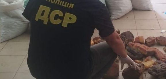 Изъятие янтаря. Фото: Нацполиция
