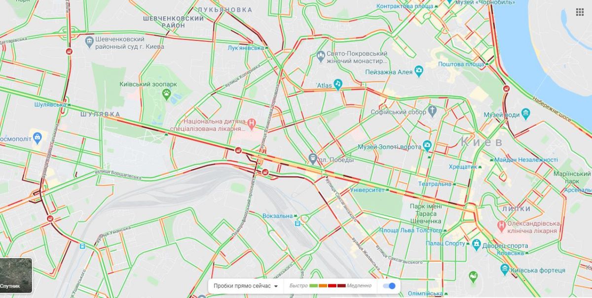 Тянучки в центре Киева. Карта: Google Maps