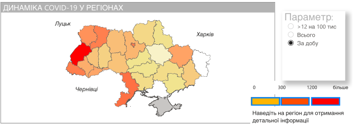 Динамика коронавируса по регионам. Карта: covid19.gov.ua