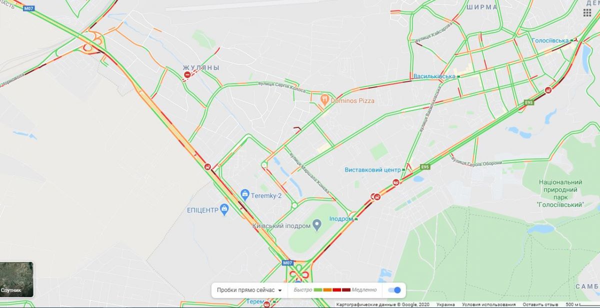 Тянучки на Большой Окружной дороге. Карта: Google Maps