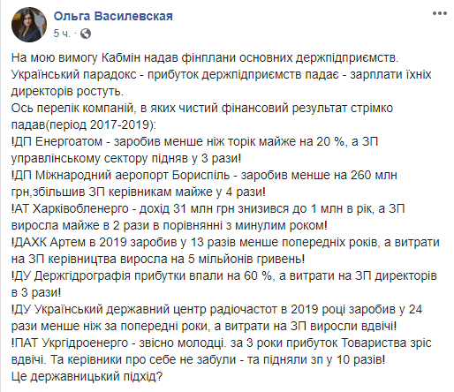 Повышение зарплаты. Скриншот: Facebook/Ольга Василевская