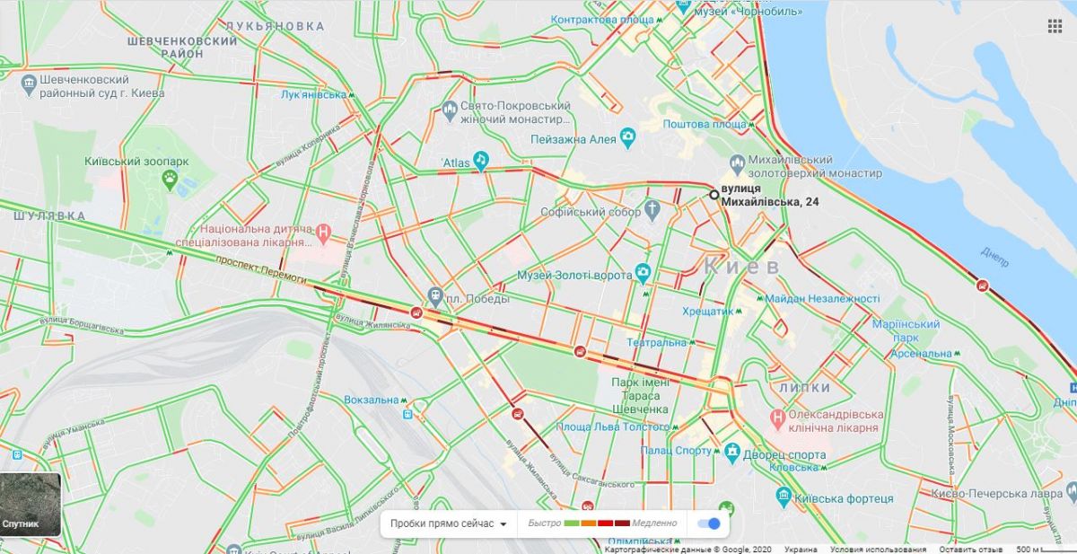 Тянучки в центре Киева. Карта: Google Maps