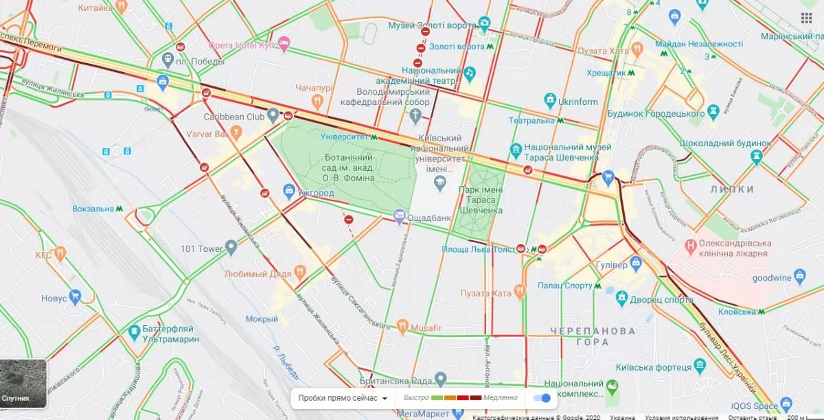 Тянучки в центре Киева. Карта: Google Maps